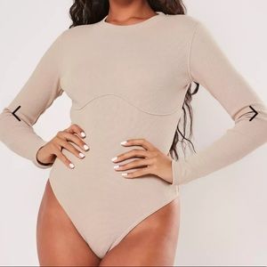 Missguided Tan Corset Bodysuit size 2